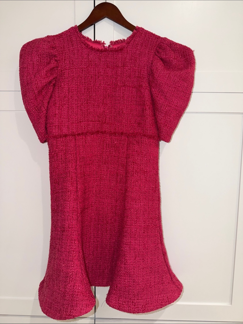 Likely Fuchsia Textured Puff-Sleeve Dress